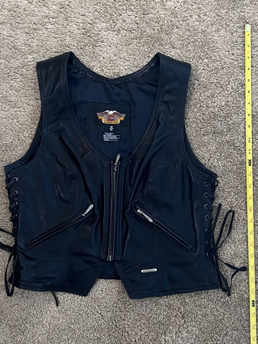Harley Davidson Y2K Women’s Leather Biker Vest Lace Up M